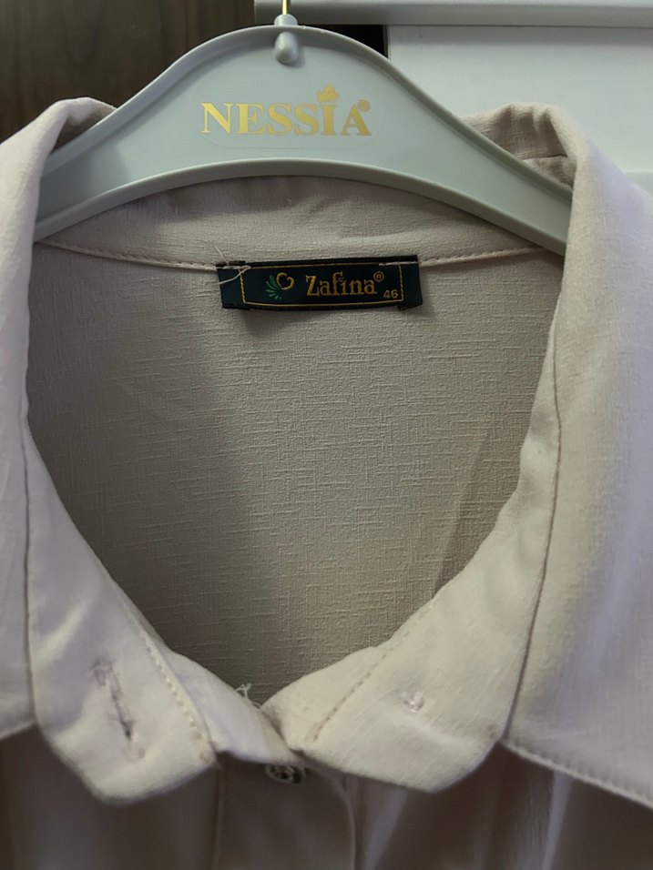 Bej Uzun Kollu Keten Tunik - Görsel 4