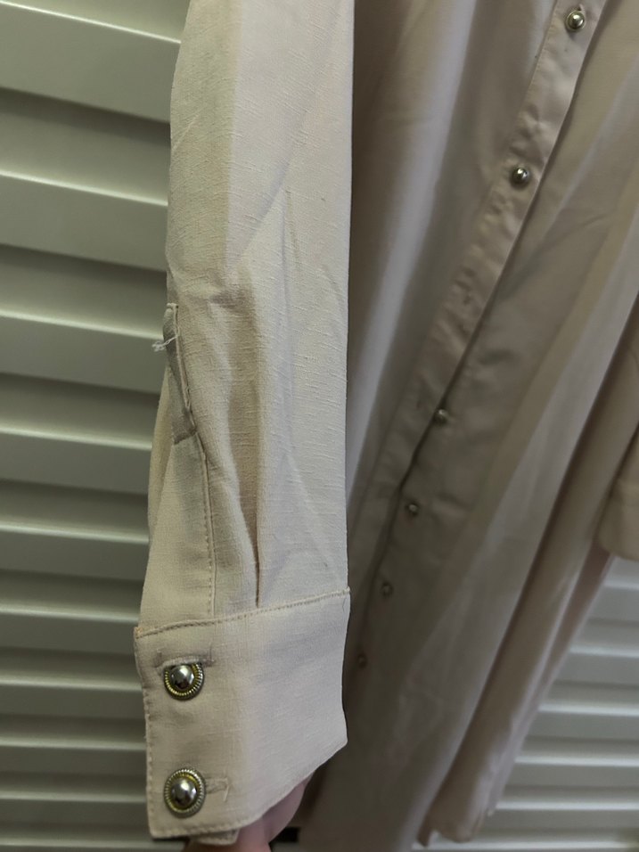 Bej Uzun Kollu Keten Tunik - Görsel 2