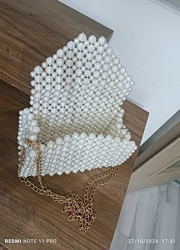 Böğürtlen boncukçanta(krem renk )