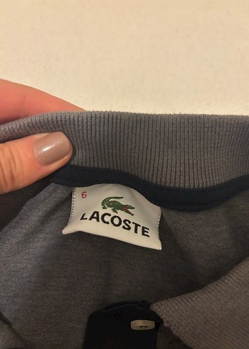 Gri Düğmeli Lacoste Polo Tişört - Görsel 5
