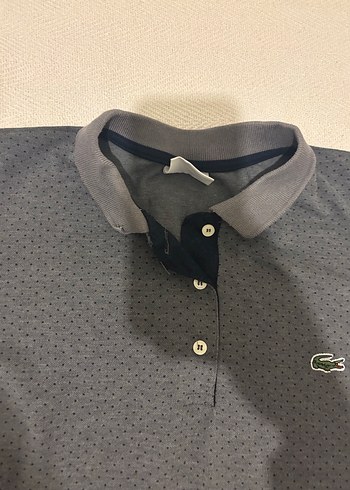 Gri Düğmeli Lacoste Polo Tişört - Görsel 2