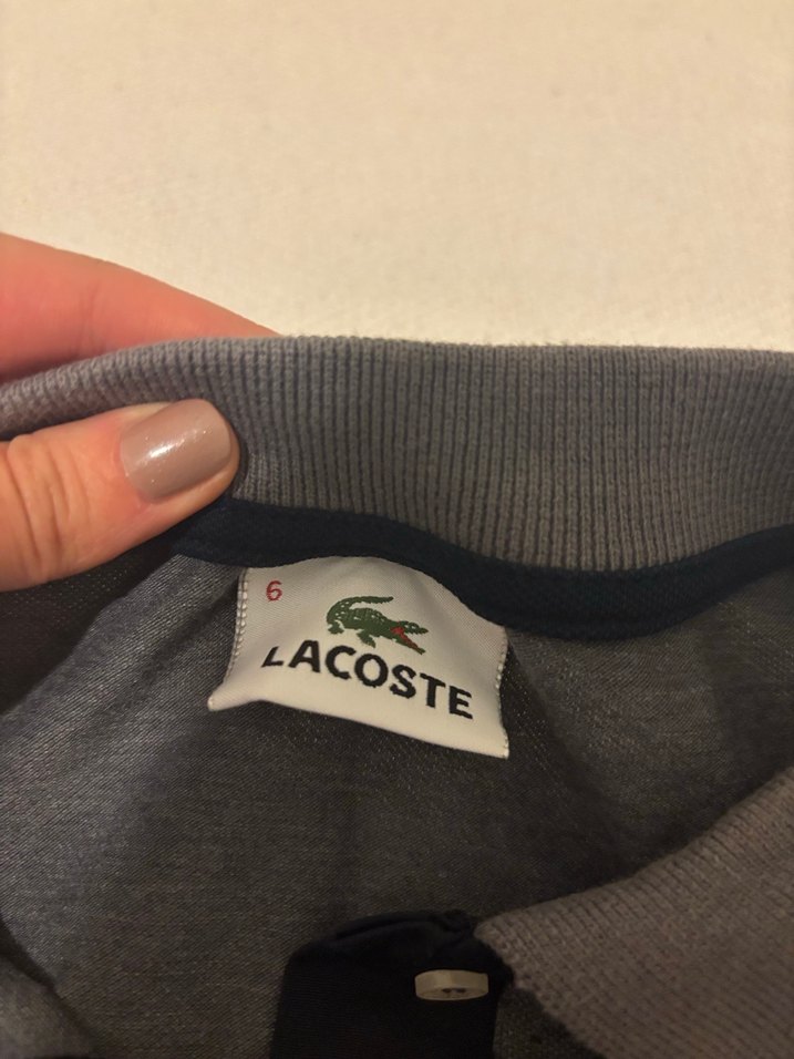Gri Düğmeli Lacoste Polo Tişört - Görsel 5
