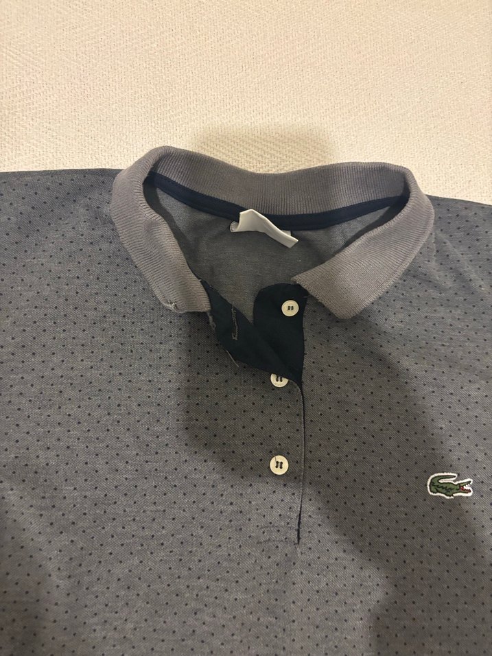 Gri Düğmeli Lacoste Polo Tişört - Görsel 2