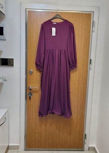 Kadın Mor Uzun Kollu Piliseli Elbise - Görsel 4