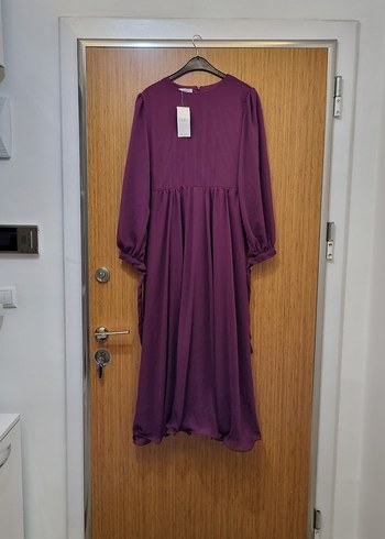 Kadın Mor Uzun Kollu Piliseli Elbise - Görsel 3