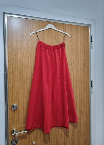 Parlak Kırmızı Uzun Salaş Etek - Görsel 2