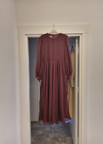Bordo Uzun  Elbise - Görsel 5