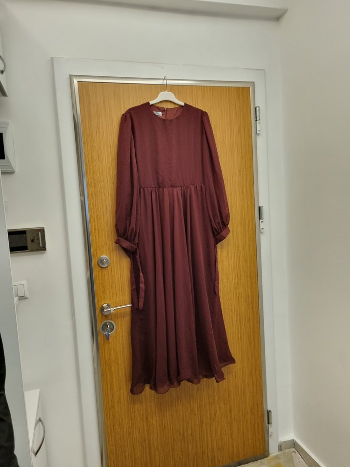 Bordo Uzun  Elbise - Görsel 2