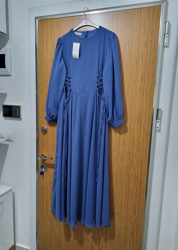 Mavi kadin  şifon abiye - Görsel 4