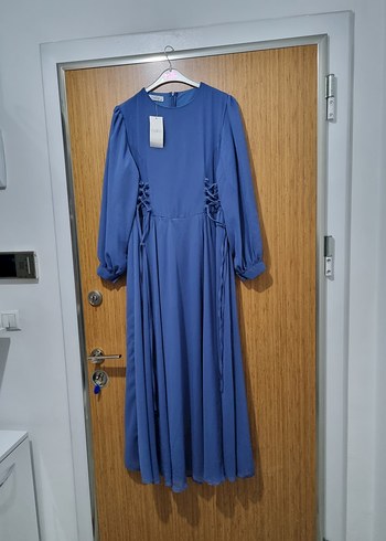 Mavi kadin  şifon abiye - Görsel 3