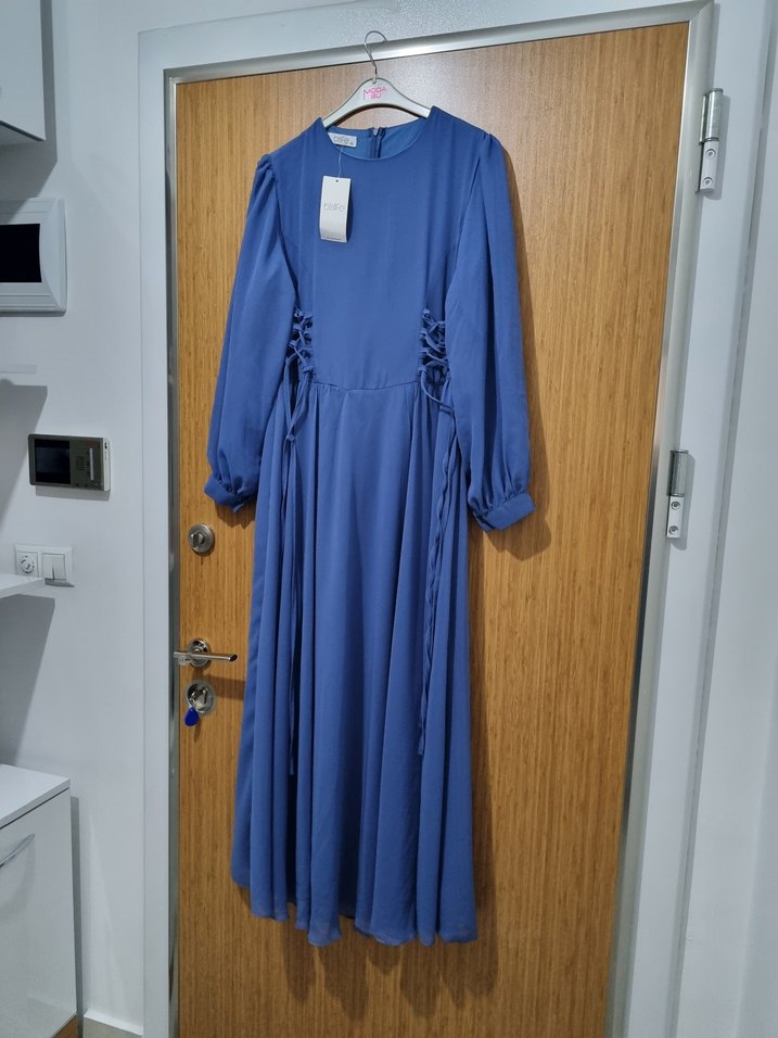 Mavi kadin  şifon abiye - Görsel 4