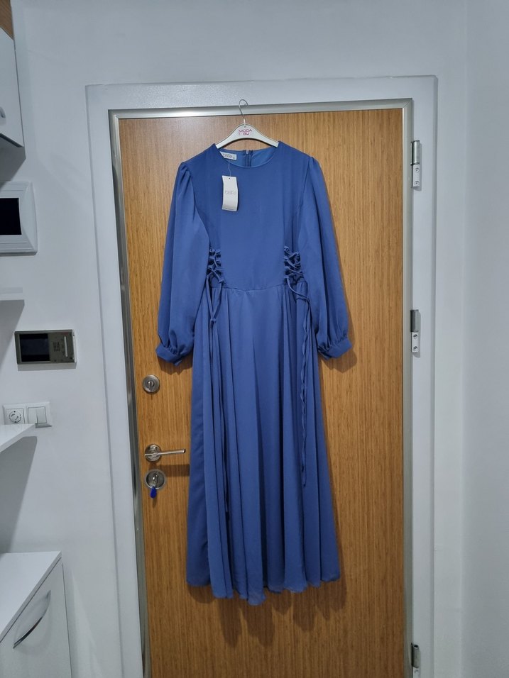 Mavi kadin  şifon abiye - Görsel 2