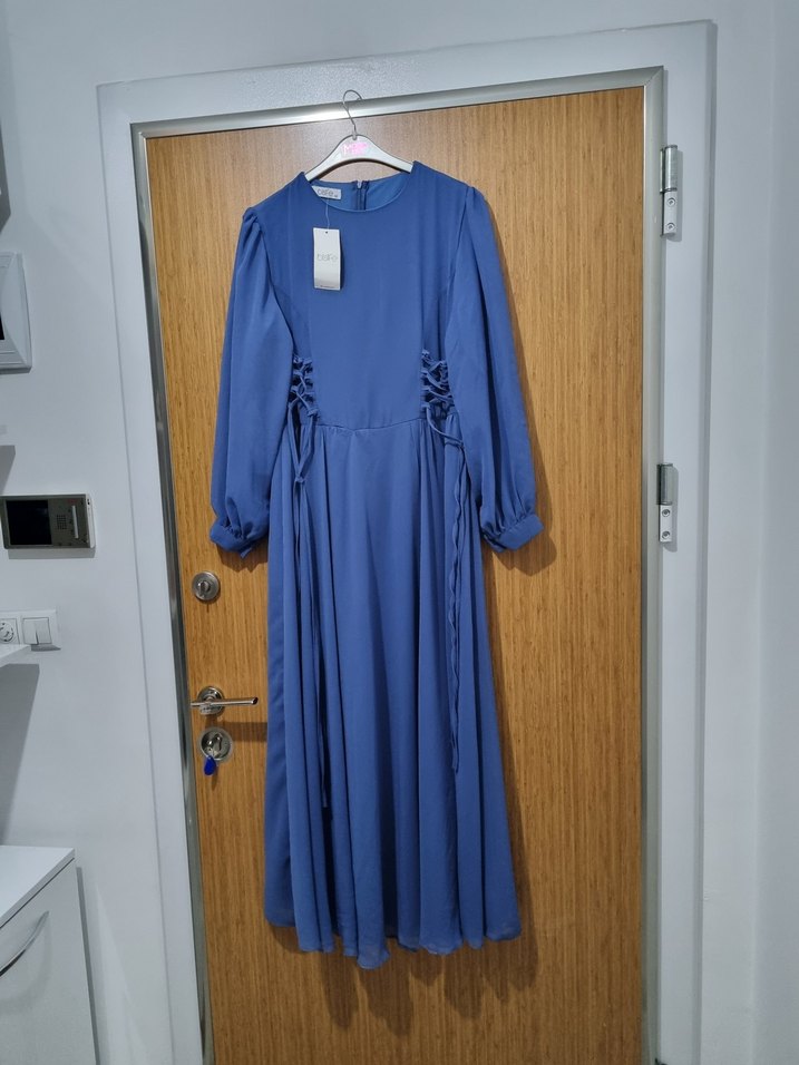 Mavi kadin  şifon abiye - Görsel 3