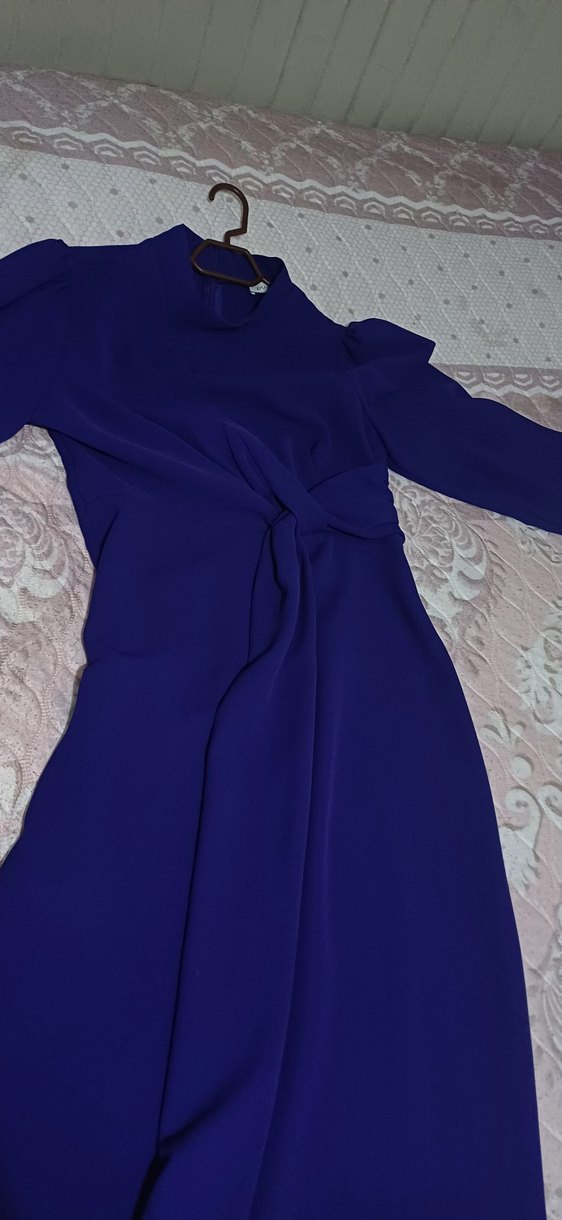 Uzun Kollu  krep Elbise - Görsel 2