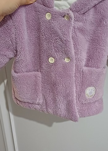 Kız Çocuk Lila Düğmeli Polar Ceket - Görsel 2