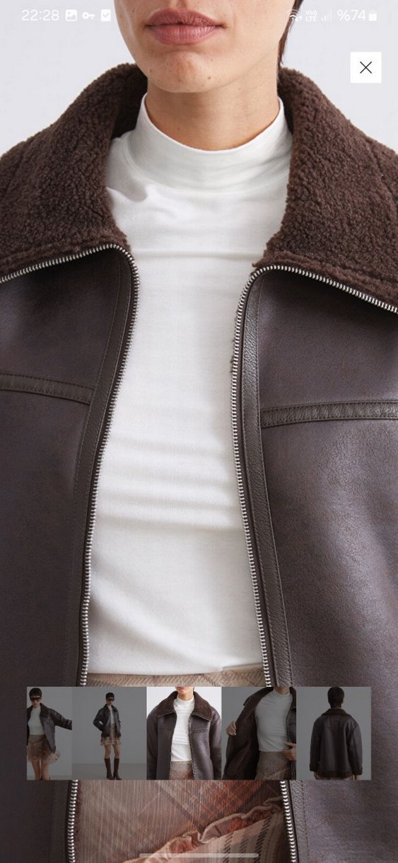 Kahverengi Kürklü Deri Ceket - Görsel 2