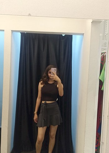 Gri renk Mini şort Etek