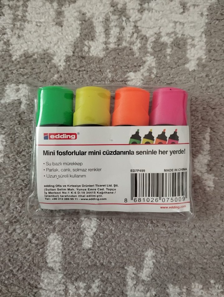 Edding 7 mini fosforlu kalemler - Görsel 2