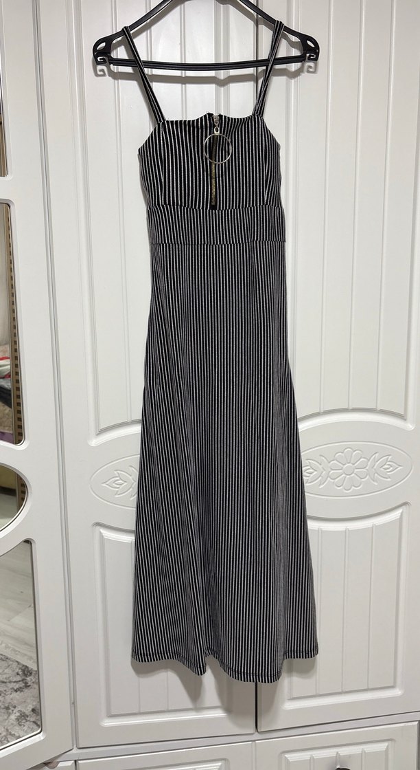 Çizgili, Askılı, Uzun Kadın Tulum - Görsel 3