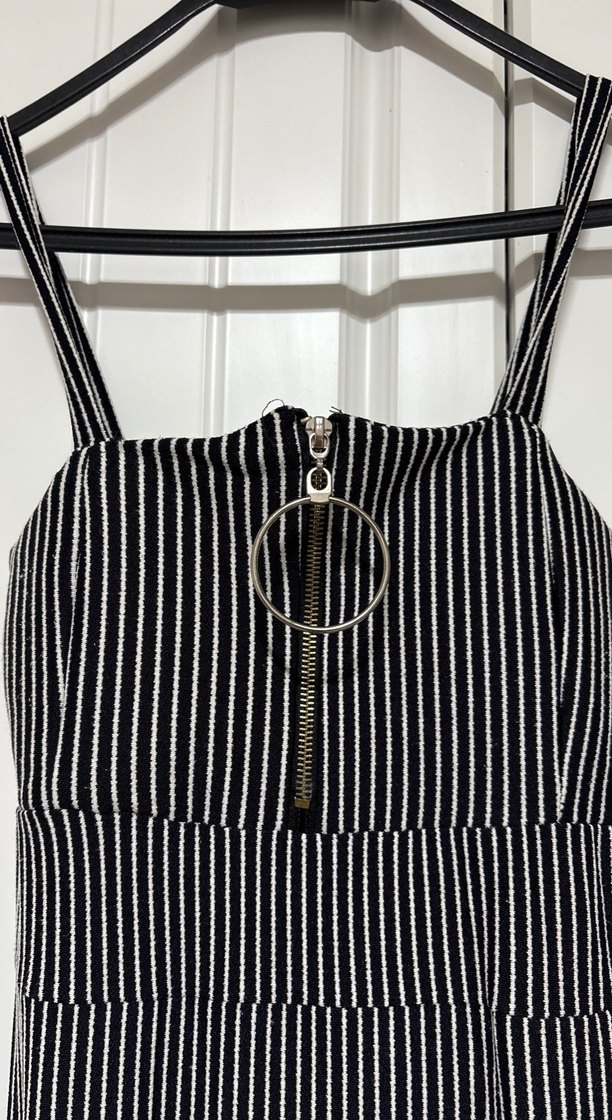 Çizgili, Askılı, Uzun Kadın Tulum - Görsel 4