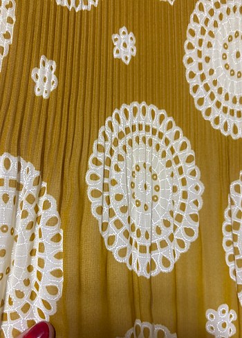 Uzun Kollu Sarı Pileli Bohem Bluz - Görsel 6