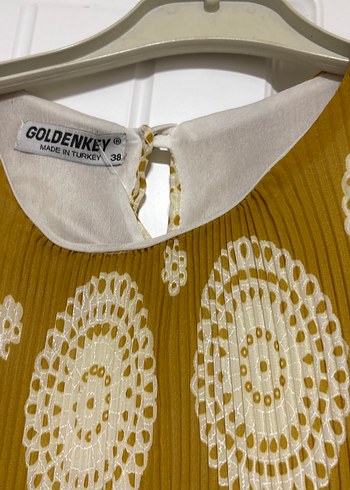 Uzun Kollu Sarı Pileli Bohem Bluz - Görsel 5