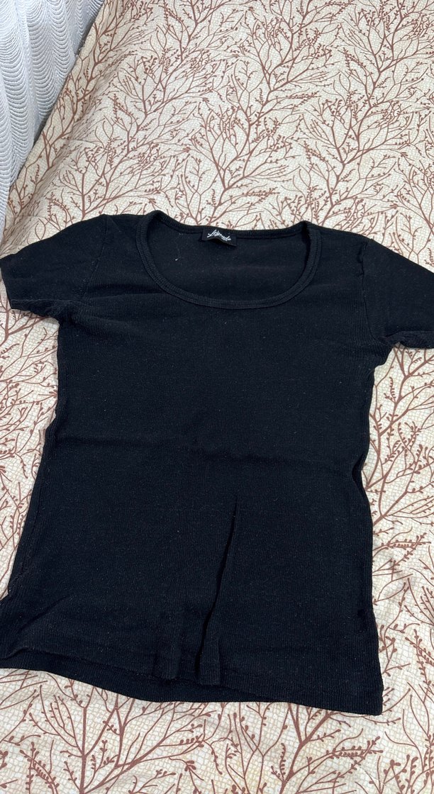 Siyah Kısa Kollu Hamile Tişört - Görsel 2