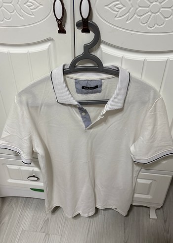 Erkek Beyaz Polo Yaka Kısa Kollu Tişört - Görsel 2