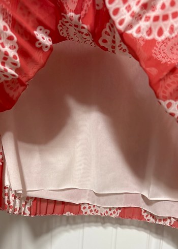 Kırmızı Piliseli Uzun Kollu Bohem Bluz - Görsel 5