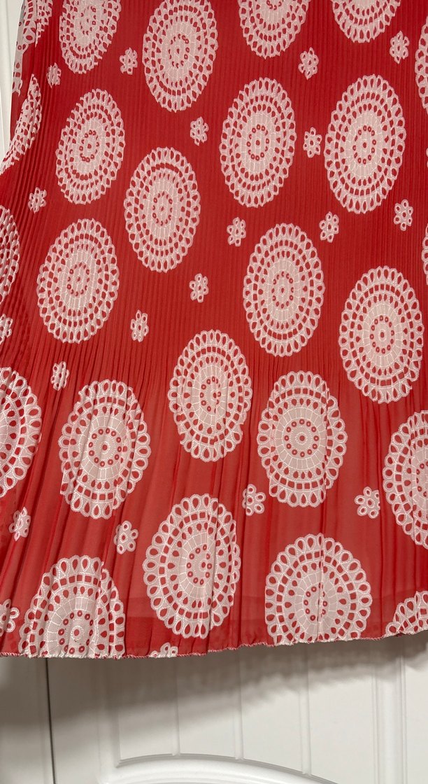 Kırmızı Piliseli Uzun Kollu Bohem Bluz - Görsel 4