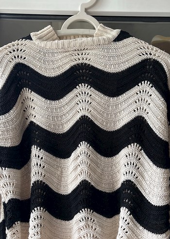 Bohem Siyah Beyaz Örgü Kazak - Görsel 5