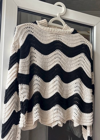 Bohem Siyah Beyaz Örgü Kazak - Görsel 2