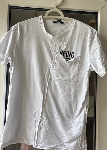 Erkek Beyaz Kısa Kollu Pamuklu Tişört - Görsel 2