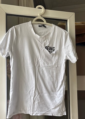 Erkek Beyaz Kısa Kollu Pamuklu Tişört - Görsel 3