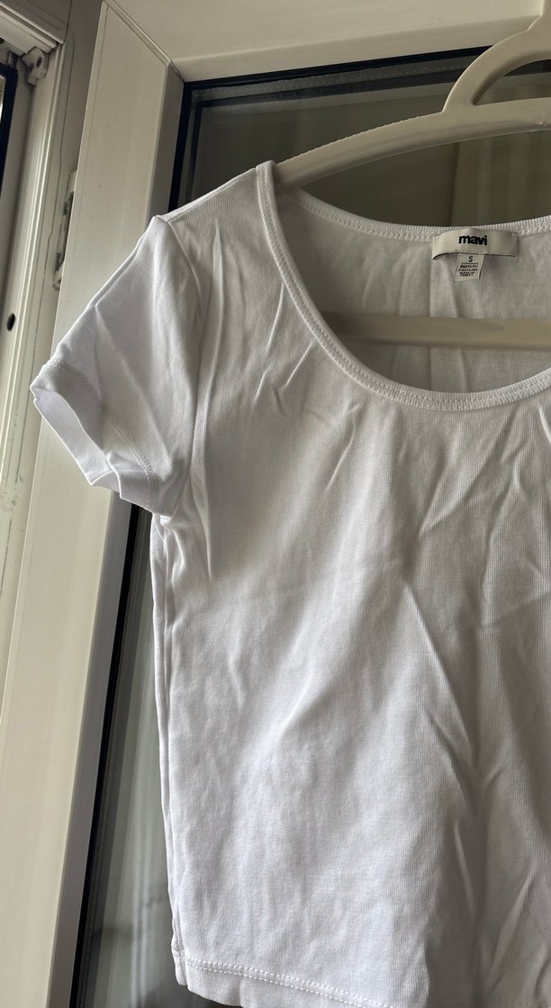 Kız Çocuk Beyaz Kısa Kollu Basic Tişört - Görsel 4