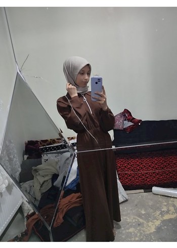 Kadın Kahverengi Midi Etnik Desenli elbise - Görsel 3