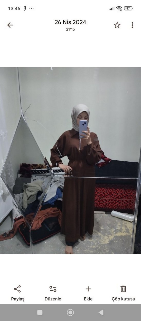 Kadın Kahverengi Midi Etnik Desenli elbise - Görsel 2