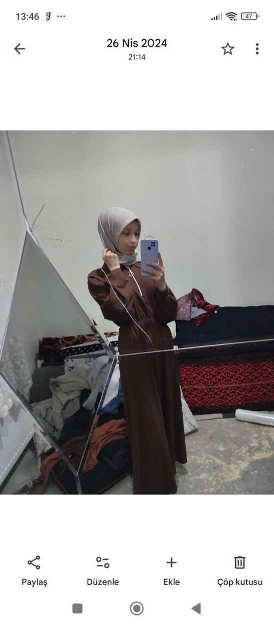 Kadın Kahverengi Midi Etnik Desenli elbise - Görsel 3