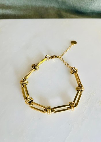 316 L Paslanmaz Çelik  Altın Zincir Detaylı Kadın Bileklik - Görsel 2