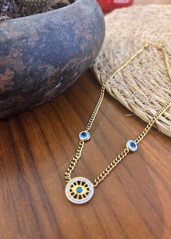 316L Paslanmaz Çelik Zincir Detaylı Uzun Altın Kolye - Görsel 2