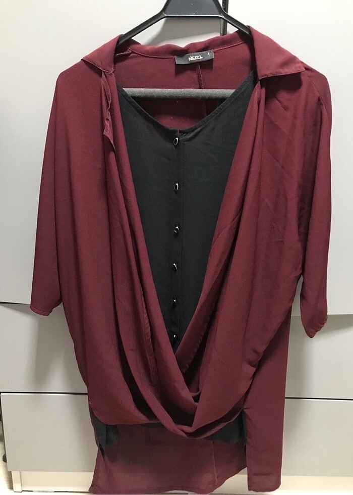 İkili görünen tek parça şifon çok şık bluz - Görsel 2