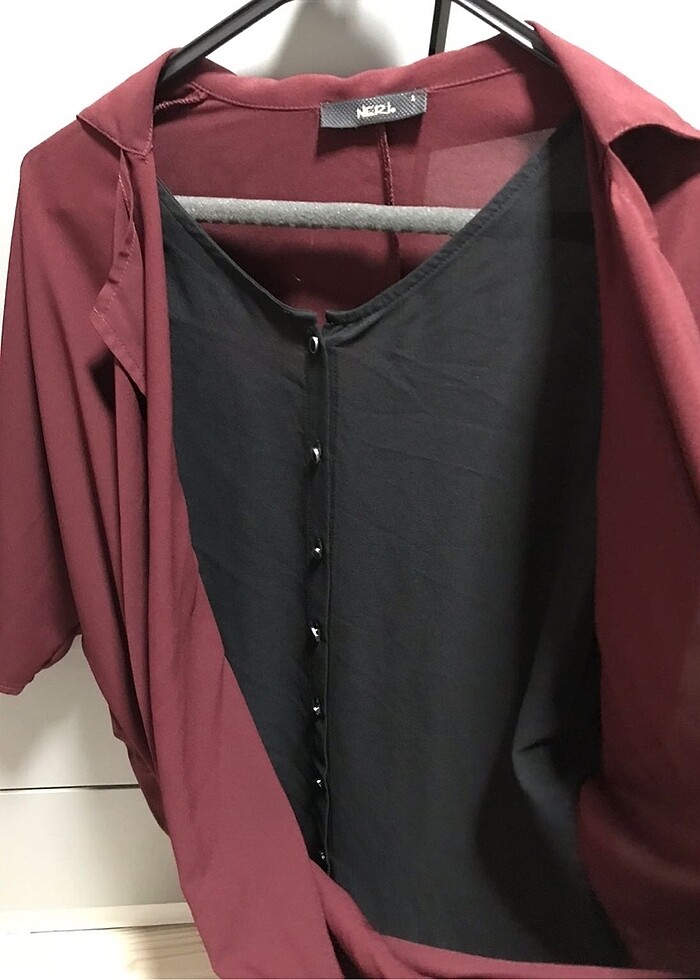 İkili görünen tek parça şifon çok şık bluz - Görsel 4