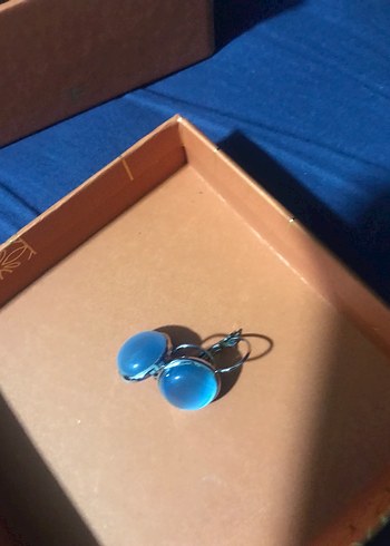 Parlak Mavi Bohem Midi Küpe(kedi gözü) - Görsel 3