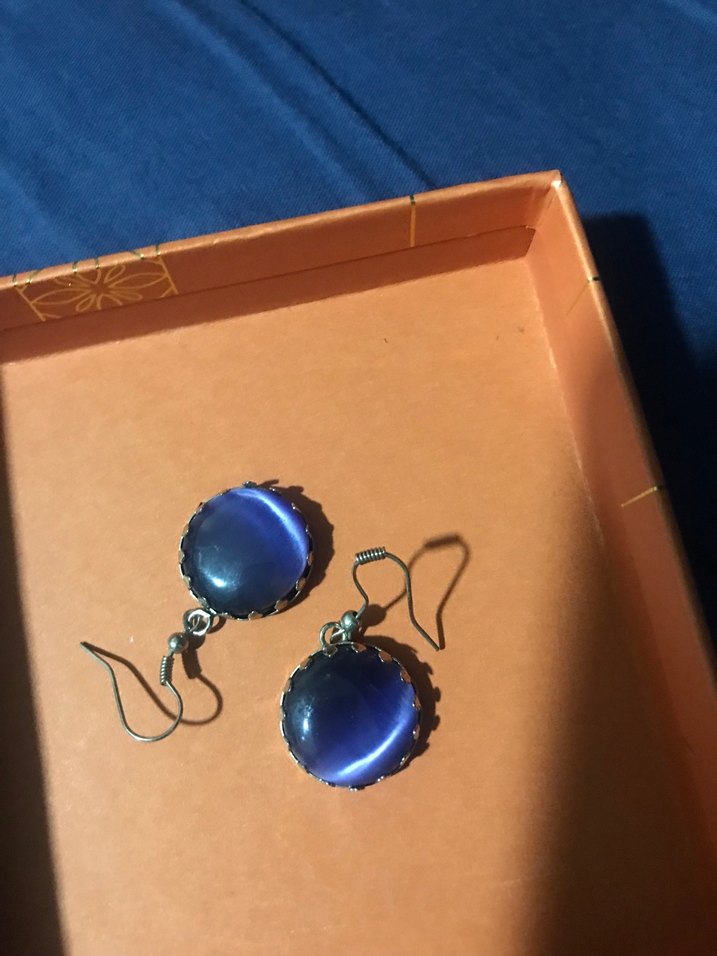 Parlak Mavi Bohem Midi Küpe(kedi gözü) - Görsel 2