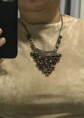 Renkli  cam (murano) Boncuklu Uzun Bohem Kolye - Görsel 3