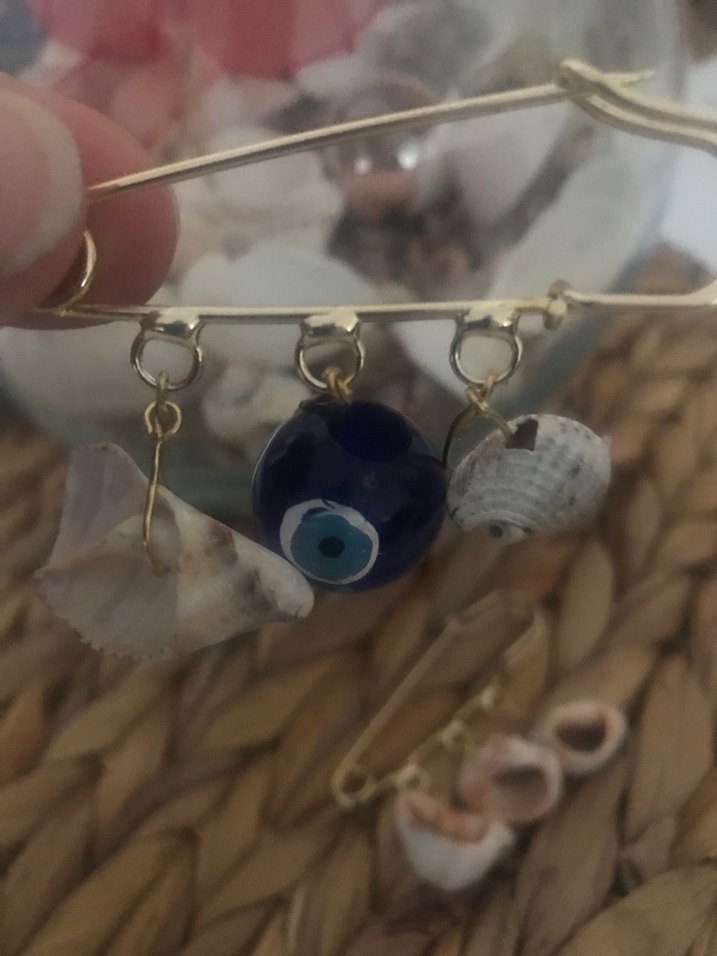 Mavi Boncuklu Deniz Kabuklu Broş - Görsel 3