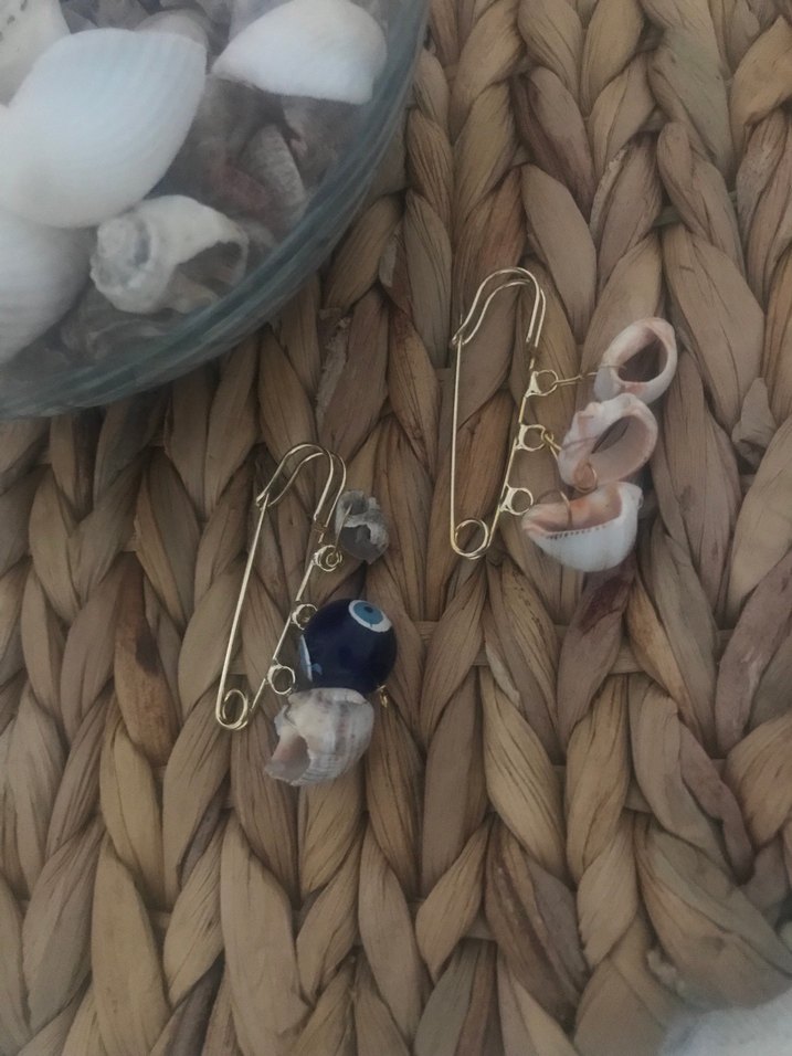 Mavi Boncuklu Deniz Kabuklu Broş - Görsel 4