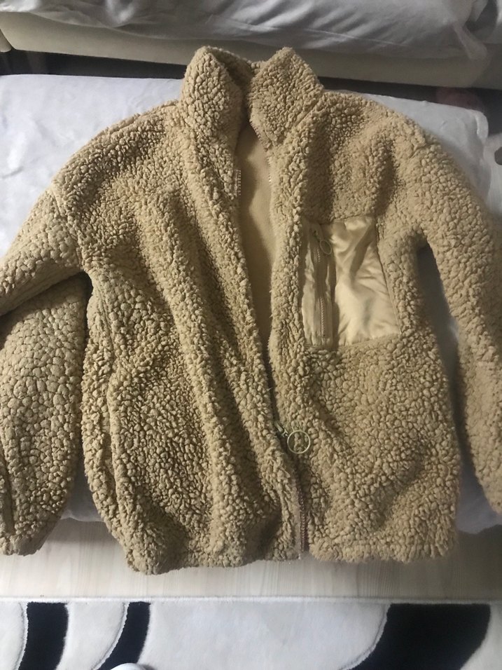 Kürklü Bej Kadın Mont - Görsel 5