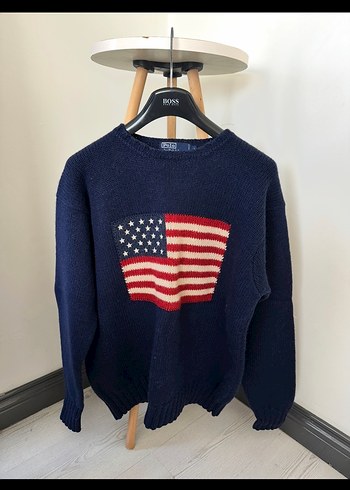 Polo Ralph Lauren Lacivert Bayrakli Rahat Triko Kazak