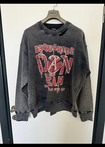 DSquared2 Koyu Gri Oversize Sweatshirt